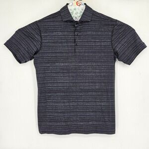 Lululemon Polo‎ Shirt Mens Medium Performance Short Sleeve Black Geometric